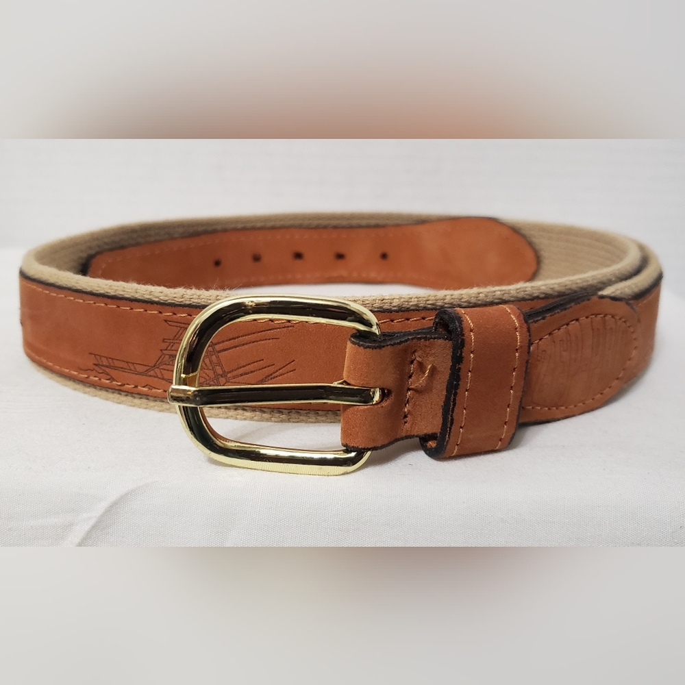 Zep-Pro Canvas And Leather Marlin Belt Brass Buckle Men's 34 Made In USA